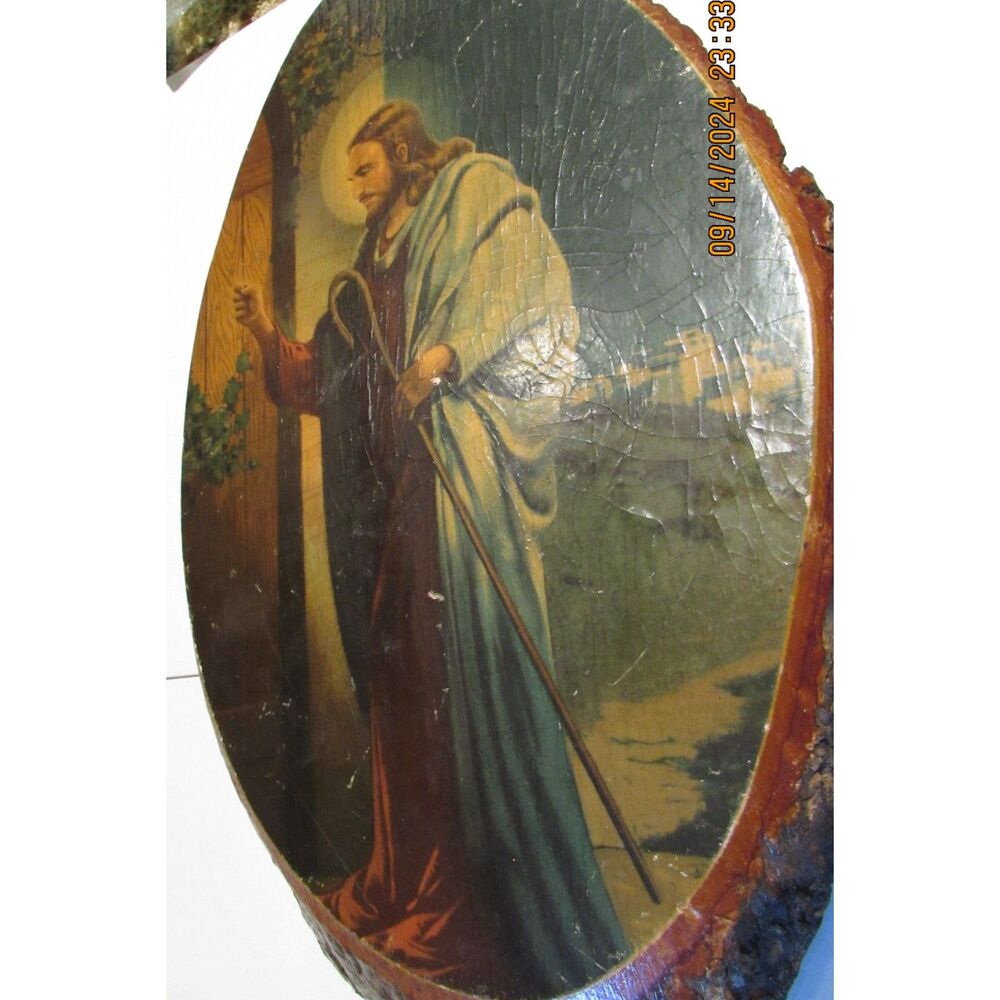 Vintage JESUS CHRIST Knocking at door decoupage wood religious Christian - Picture 5 of 6